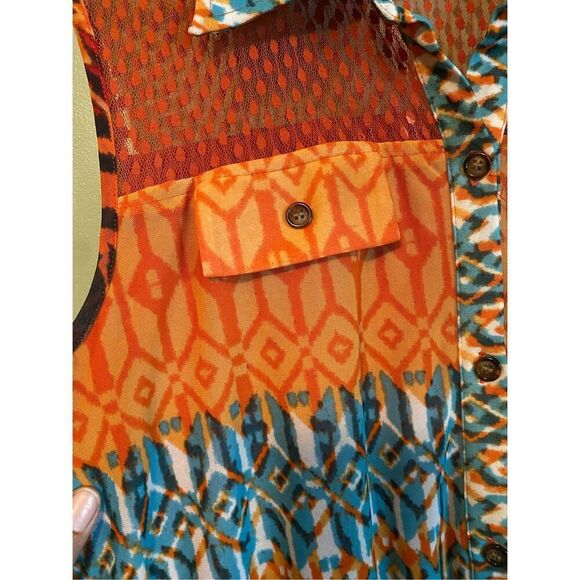 Gabby Skye Orange & Blue Printed Sleeveless Fit & Flare Mini Dress 12 - Picture 5 of 8